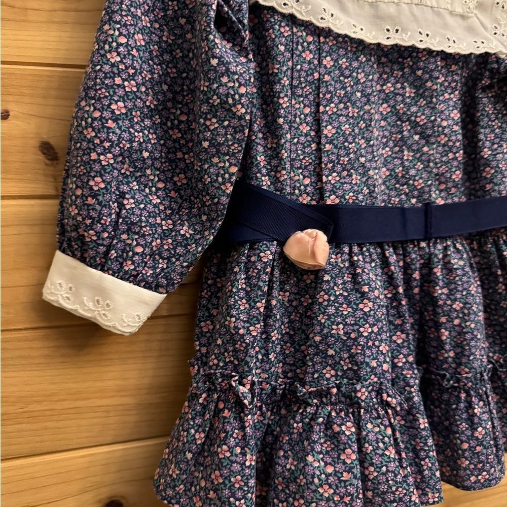 Bundle Vintage Girls Size 4 Ditsy Floral Crushed Velvet Lace Holidays Dress - Picture 7 of 16